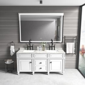 (ONLY FOR PICKUP) 72in. W x 48 in. H Frameless LED Single Bathroom Vanity Mirror in Polished Crystal Bathroom Vanity LED Mirror with 3 Color Lights Mi