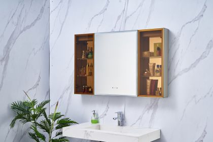 48in. W x 30 in. H LED Large Rectangular Aluminum Alloy Surface Mount Medicine Cabinet with Mirror