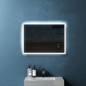 20" W x 28" H Modern Wall Mounted LED Backlit Anti-Fog Rectangular Bathroom Mirror with US standard plug, Temperature Adjustable and Memory Function T