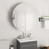 Bathroom Cabinet with Round Mirror&LED White 21.3"x21.3"x6.9"