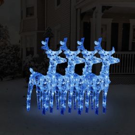 Christmas Reindeers 4 pcs Blue 160 LEDs Acrylic