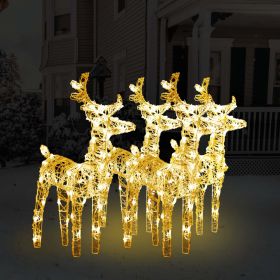 Christmas Reindeers 4 pcs Warm White 160 LEDs Acrylic