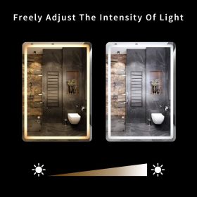 Simple Deluxe 36 x 28 Inch Large Wall Anti-Fog Dimmable LED Bathroom Vanity Makeup Mirror with White/Warm Light(Horizontal/Vertical), Transparent