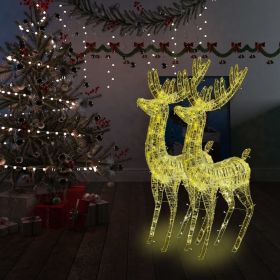 XXL Acrylic Christmas Reindeers 250 LED 2 pcs 70.9" Warm White