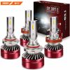 9005/HB3 High Beam & H11/H8/H9 Low Beam LED Headlight bulbs Combo Package CSP Chips 12000LM 6000K Ice White Brightness Upgraded Conversion Kits with M