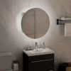 Bathroom Cabinet with Round Mirror&LED White 15.7"x15.7"x6.9"