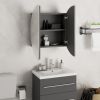 Bathroom Cabinet with Round Mirror&LED Gray 18.5"x18.5"x6.9"