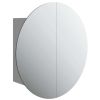 Bathroom Cabinet with Round Mirror&LED Gray 18.5"x18.5"x6.9"