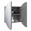 Bathroom Cabinet with Round Mirror&LED Gray 18.5"x18.5"x6.9"