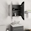 Bathroom Cabinet with Round Mirror&LED Gray 21.3"x21.3"x6.9"