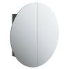 Bathroom Cabinet with Round Mirror&LED Black 21.3"x21.3"x6.9"