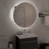 Bathroom Cabinet with Round Mirror&LED Black 18.5"x18.5"x6.9"