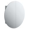 Bathroom Cabinet with Round Mirror&LED Gray 21.3"x21.3"x6.9"