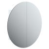 Bathroom Cabinet with Round Mirror&LED White 21.3"x21.3"x6.9"