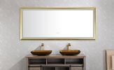 (ONLY FOR PICKUP) 88 in. W x 38 in. H Oversized Rectangular Gold Framed LED Mirror Anti-Fog Dimmable Wall Mount Bathroom Vanity Mirror HD Wall Mirror