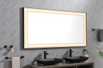 (ONLY FOR PICKUP) 72 in. W x 36 in. H Black Framed LED Single Bathroom Vanity Mirror in Polished Crystal Bathroom Vanity LED Mirror with 3 Color Light