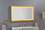 48 in. W x 30 in. H Oversized Rectangular Gold Framed LED Mirror Anti-Fog Dimmable Wall Mount Bathroom Vanity Mirror