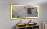 (ONLY FOR PICKUP) 84 in. W x 36 in. H Oversized Rectangular Gold Framed LED Mirror Anti-Fog Dimmable Wall Mount Bathroom Vanity Mirror HD Wall Mirror