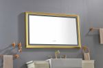 48 in. W x 30 in. H Oversized Rectangular Gold Framed LED Mirror Anti-Fog Dimmable Wall Mount Bathroom Vanity Mirror