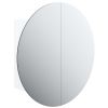 Bathroom Cabinet with Round Mirror&LED White 15.7"x15.7"x6.9"