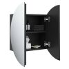 Bathroom Cabinet with Round Mirror&LED Black 18.5"x18.5"x6.9"