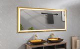 (ONLY FOR PICKUP) 88 in. W x 38 in. H Oversized Rectangular Gold Framed LED Mirror Anti-Fog Dimmable Wall Mount Bathroom Vanity Mirror HD Wall Mirror