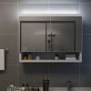 LED Bathroom Mirror Cabinet White 31.5"x5.9"x23.6" MDF