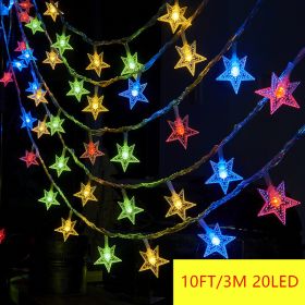 1pc Star String Lights; 3m/10ft; 6m/20ft; EFFE LED Fairy Twinkle Lantern Lights With 20 Stars 2 Flashing Modes; Battery Powered Indoor & Outdoor Decor (Items: 3M 20LED, Color: Multicolor)