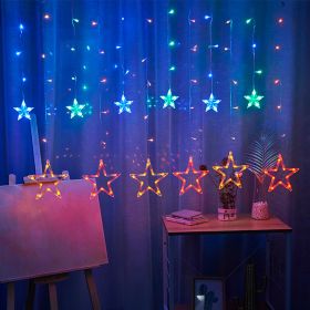 1pc LED Star Curtain Light; Festival Linghts; Christmas Decoration; For Window Bedroom Decorative Atmosphere String Lights 11.5ft (Color: Multicolor, size: Star Model)