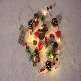 Christmas Decorative Light Led Pine Cone Light String; Small Mulberry Fruit Pull Flag Christmas Pine Cone Light; Pine Needle Bell Copper Wire Light (Style: 2M20Lchristmastree)