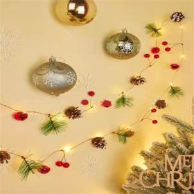 Christmas Decorative Light Led Pine Cone Light String; Small Mulberry Fruit Pull Flag Christmas Pine Cone Light; Pine Needle Bell Copper Wire Light (Style: 2M20Lplasticpine)