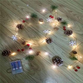 Christmas Decorative Light Led Pine Cone Light String; Small Mulberry Fruit Pull Flag Christmas Pine Cone Light; Pine Needle Bell Copper Wire Light (Style: 2M20Lsnowflower)