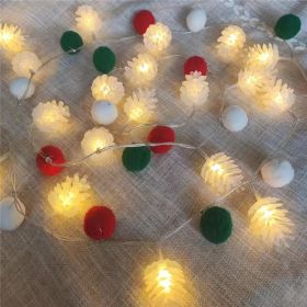 Christmas Decorative Light Led Pine Cone Light String; Small Mulberry Fruit Pull Flag Christmas Pine Cone Light; Pine Needle Bell Copper Wire Light (Style: 2M20Lpinehairball)