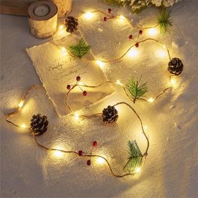 Christmas Decorative Light Led Pine Cone Light String; Small Mulberry Fruit Pull Flag Christmas Pine Cone Light; Pine Needle Bell Copper Wire Light (Style: 2M20Lsimple)