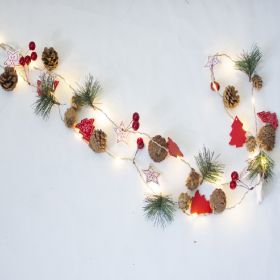 Christmas Decorative Light Led Pine Cone Light String; Small Mulberry Fruit Pull Flag Christmas Pine Cone Light; Pine Needle Bell Copper Wire Light (Style: 2M20Lchristmastreesnowflower)