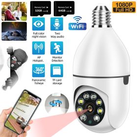 Pet camera E27 Surveillance Camera LED Light Bulb Socket 360¬∞ 2.4G WiFi Security Protection 1080P Spotlight Automatic Human Tracking (Color: Single camera)