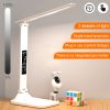 LED Desk Lamp Multifunction LCD Table Lamps With Calendar USB Dimmable Touch Night Light With Pens Holder Student Reading Office