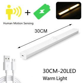 21cm/30cm USB rechargeable LED Night Light PIR Motion Sensor Closet Kitchen Cabinet Corridor Stair Lights Wireless Night Lamp (Emitting Color: Orange)