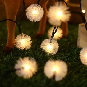 10/20/40 Christmas LEDs Snow Pompon Fairy Dandelion String Lights For Party (Color: warm white, size: 1.5m 10LEDs)