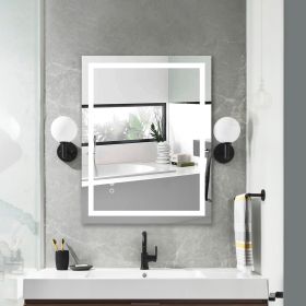 28'*36' LED Lighted Bathroom Wall Mounted Mirror with High Lumen+Anti-Fog Separately Control+Dimmer Function (Color: White)