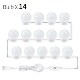 USB Touch Switch LED Mirror Light Bulb (Model: USB, Light color: White 14 lights)