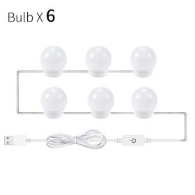 USB Touch Switch LED Mirror Light Bulb (Model: USB, Light color: White 6 lights)