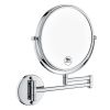 8 Inch LED Wall Mount Two-Sided Magnifying Makeup Vanity Mirror 12 Inch Extension Matte Black 1X/3X Magnification Plug 360 Degree Rotation Waterproof