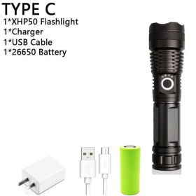 LED/Powerful/Rechargeable/Tactical/Handled/EDC Flashlight cob Bike/Camping/Underwater/Search/Portable Light (Emitting Color: C-XHP50)