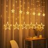 1pc LED Star Curtain Light; Festival Linghts; Christmas Decoration; For Window Bedroom Decorative Atmosphere String Lights 11.5ft