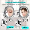 8 Inch LED Wall Mount Two-Sided Magnifying Makeup Vanity Mirror 12 Inch Extension Matte Black 1X/3X Magnification Plug 360 Degree Rotation Waterproof